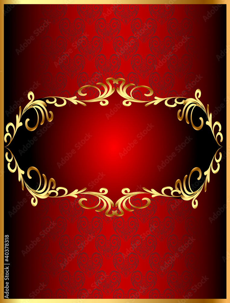 frame background with gold(en) winding pattern and heart