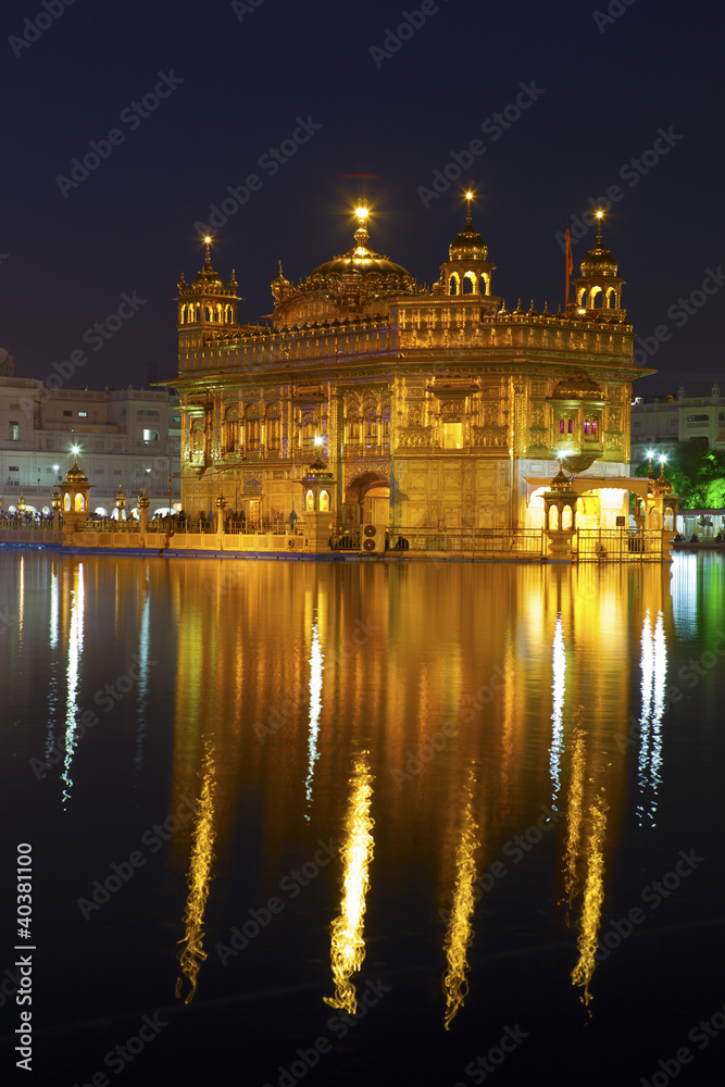 Golden Temple illuminated at night
