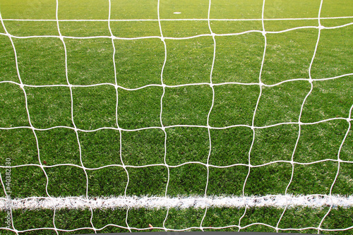 soccer net on green grass