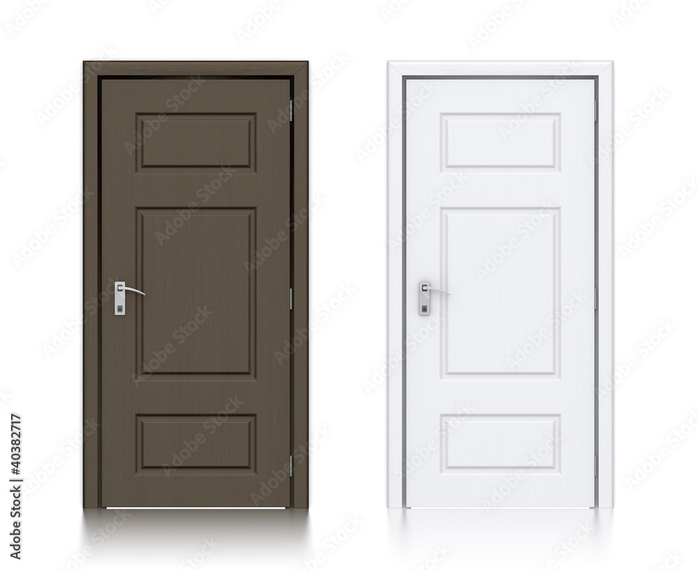 Wooden dark and white painted doors. Wooden dark and white painted doors.