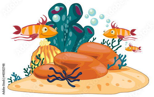 coral reef scene illustration