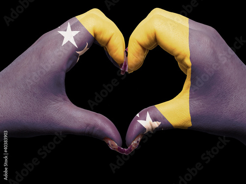 Fototapeta Heart and love gesture by hands colored in bosnia herzegovina fl
