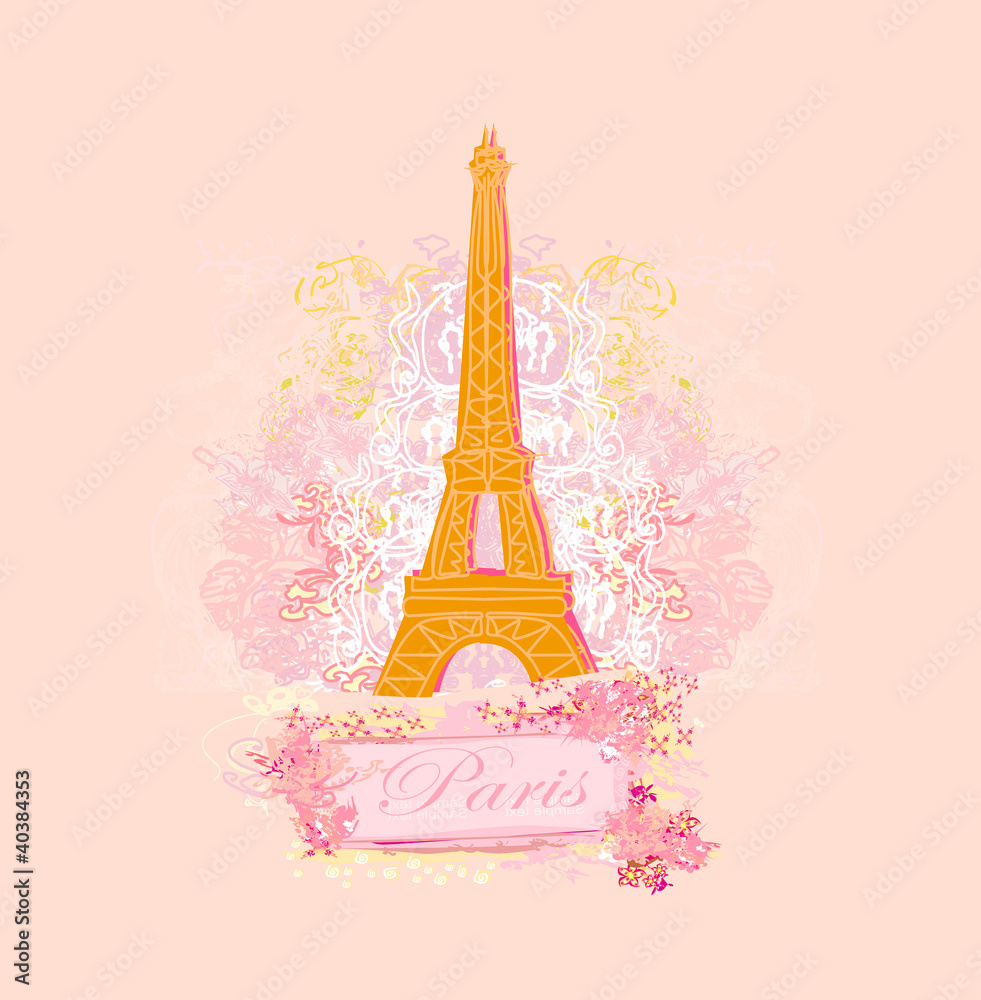 vintage retro Eiffel card