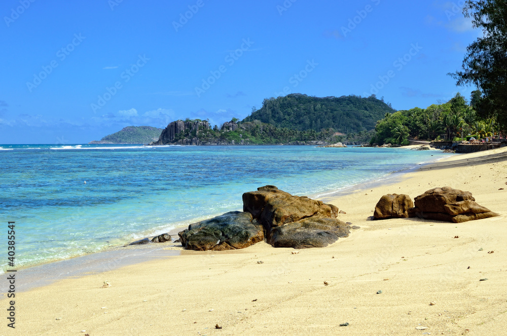 Tropical coastline on Seychelles island