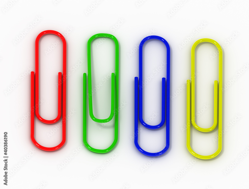 isolated writing paper clips