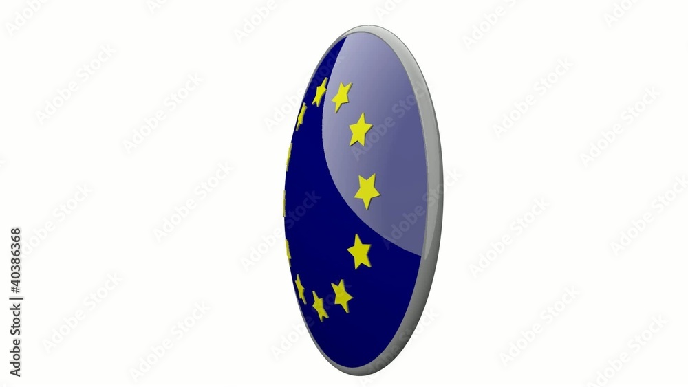 Sich drehende Scheibe mit den Flaggen der EU und Spanien Sich drehende Scheibe mit den Flaggen der EU und Spanien
