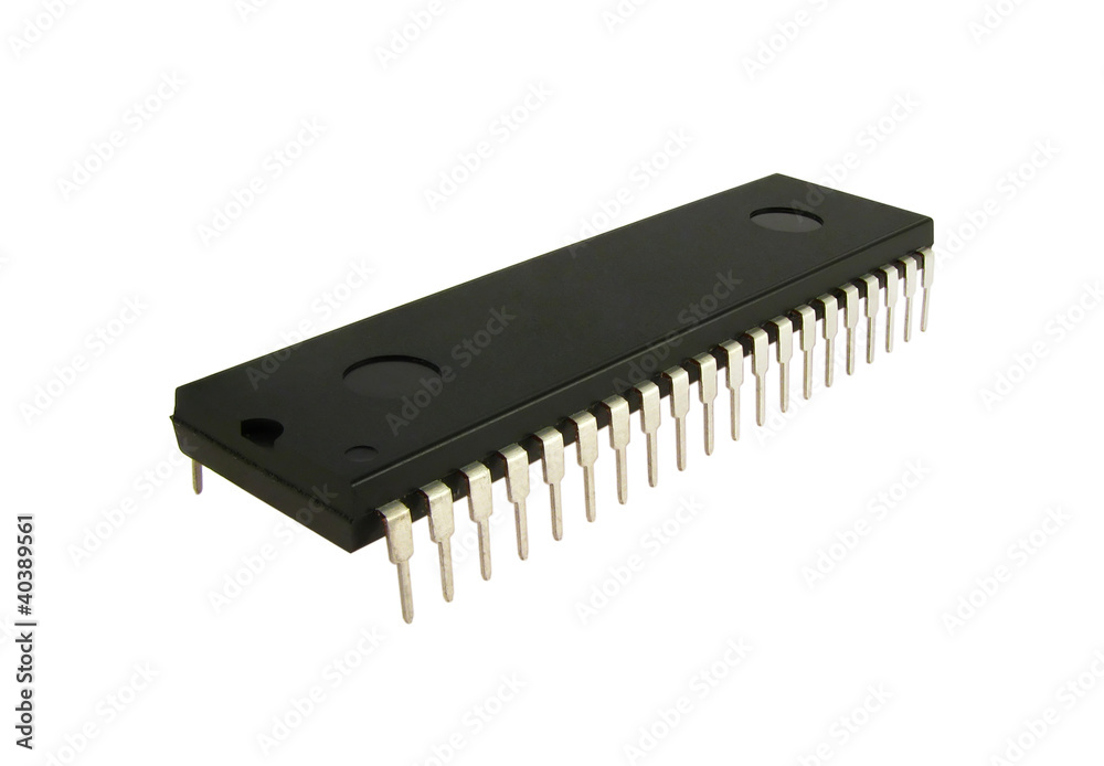 Integrated circuit on the white background Integrated circuit on the white background