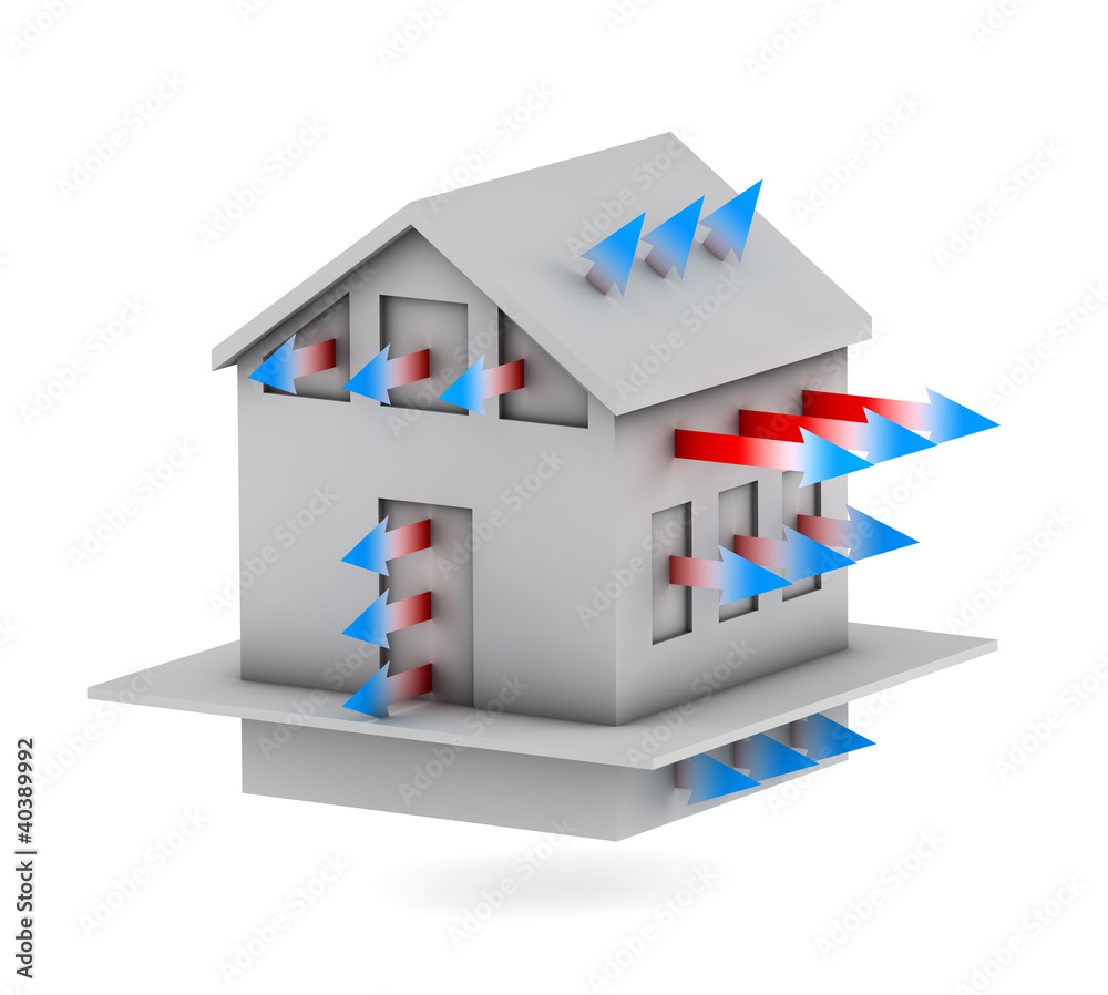Obraz premium 3d house with arrows of heat loss