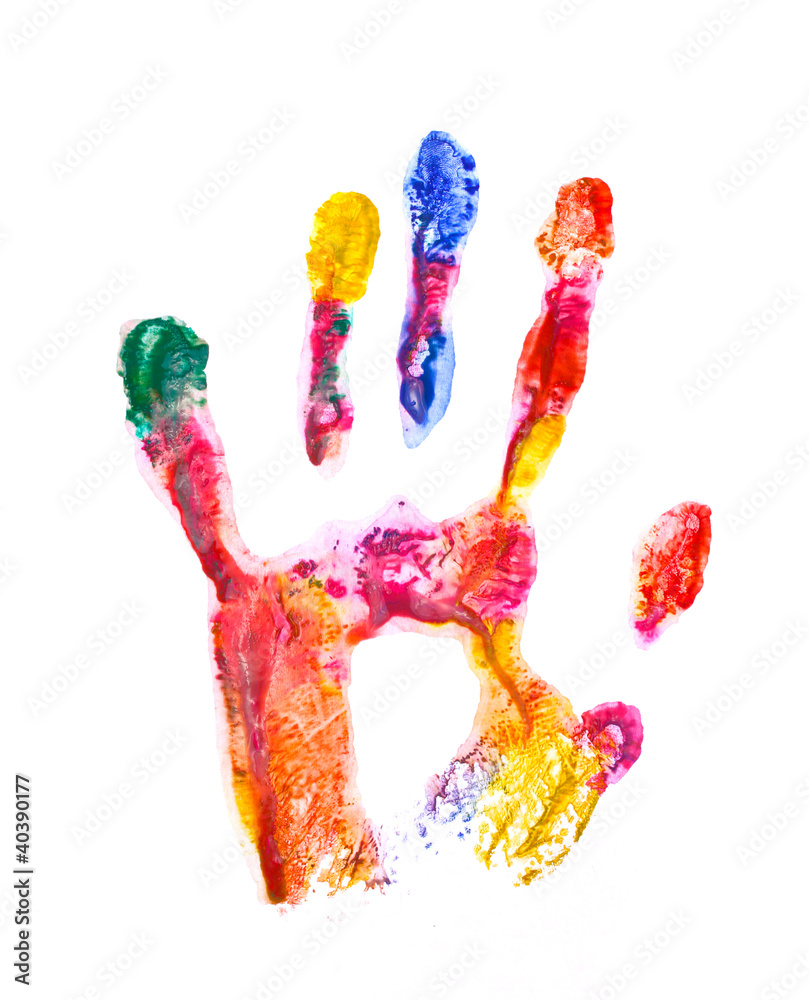 Color hand print isolated on white Color hand print isolated on white