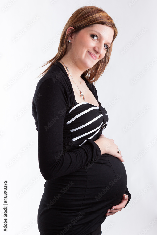 Fototapeta premium Young pregant caucasian woman smiling