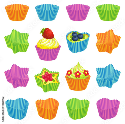 Cupcakes and colourful baking cups