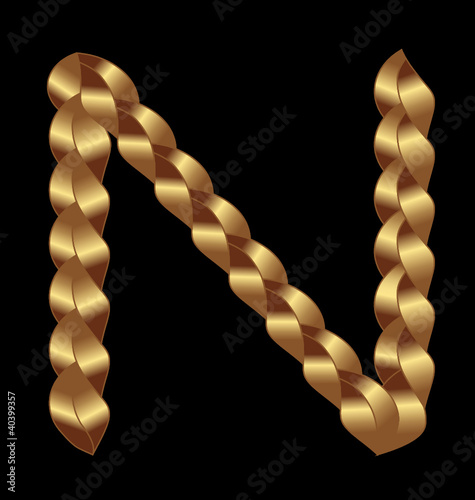 N woven gold letter