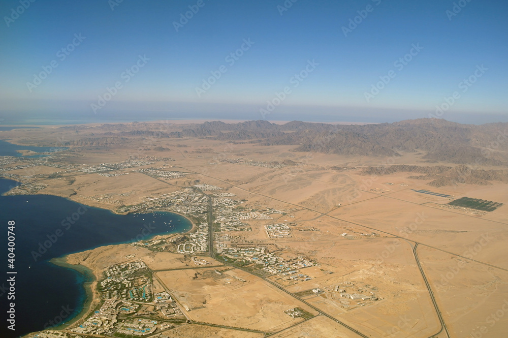 Aerial view desert and sea .Sinai,Sharm el Shieckh
