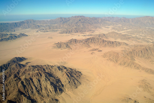 Aerial view desert and montain