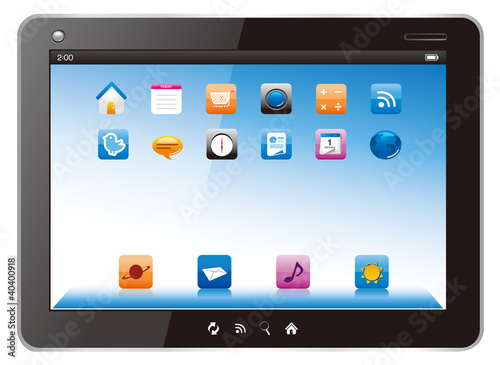Vector tablet computer with icons