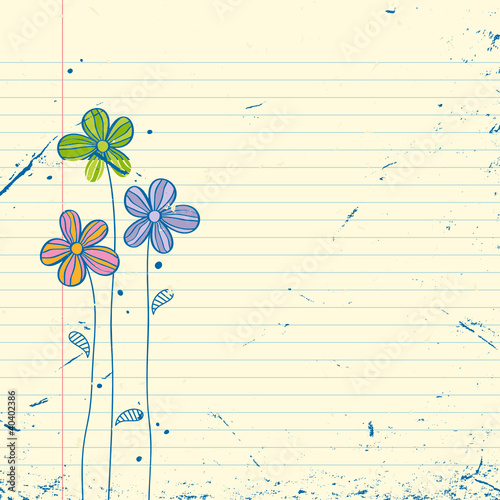 paper with drawing flowers