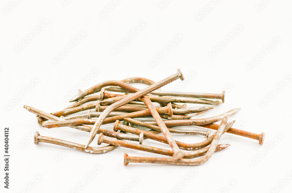 Rusty nails isolated on white background Rusty nails isolated on white background