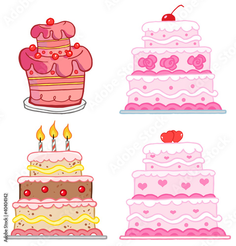 Different Cakes. Vector Collection