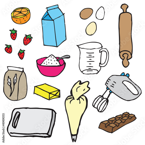 Cake ingredients vector