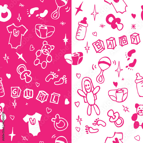 Baby girl seamless pattern