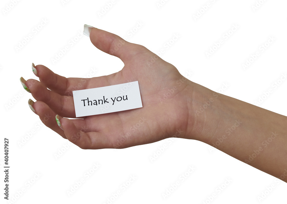 Note in Woman Hand Thank you Note in Woman Hand Thank you