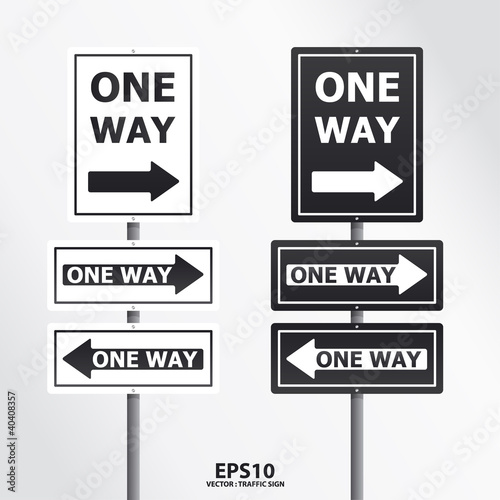 vector  traffic sign one way