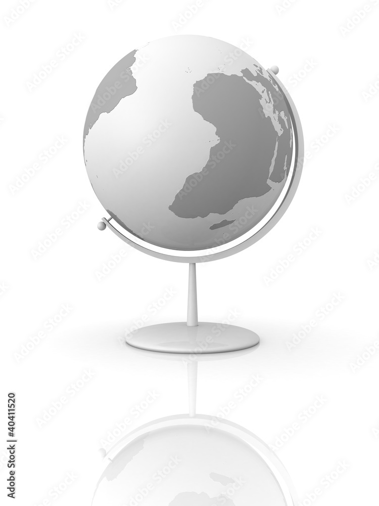gray classic school globe on white background gray classic school globe on white background