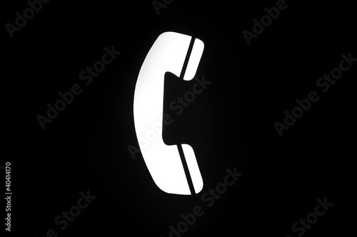 Black and white telephone boot sign