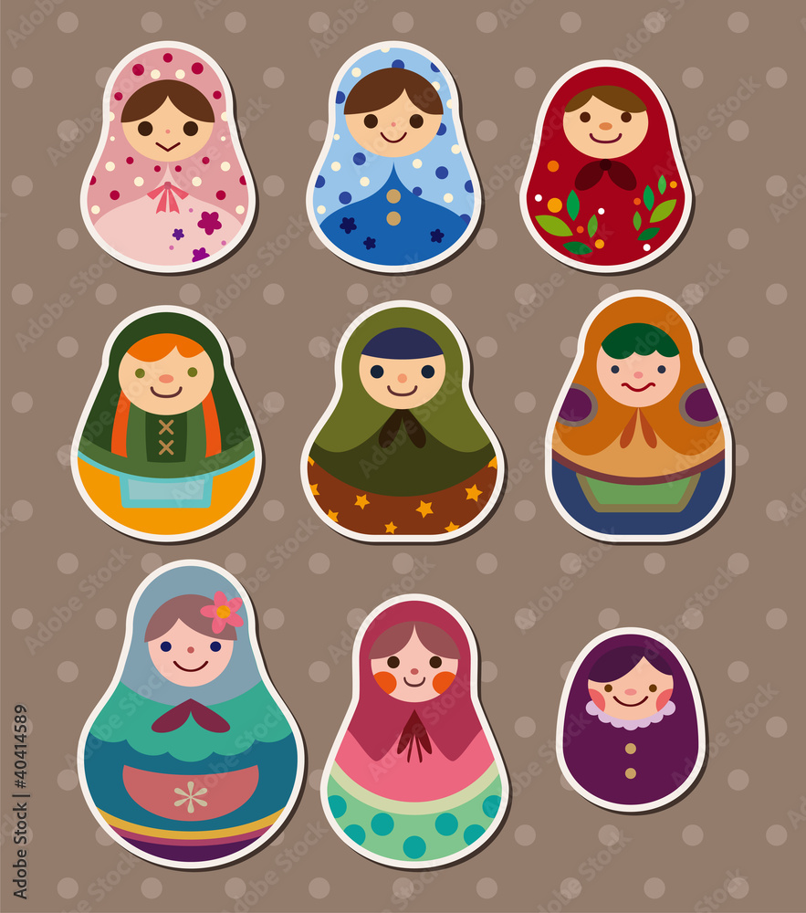 Fototapeta premium Russian dolls stickers