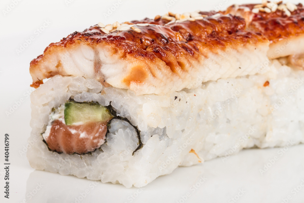 Japanese traditional Cuisine - Maki Roll with Cucumber , Cream C Japanese traditional Cuisine - Maki Roll with Cucumber , Cream C