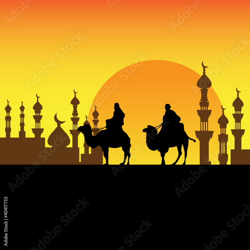 Bedouins approaching a town