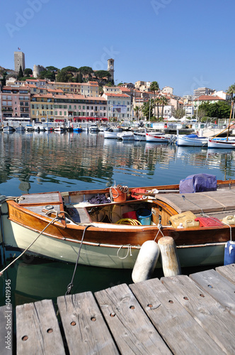 Cannes habour and old town photo