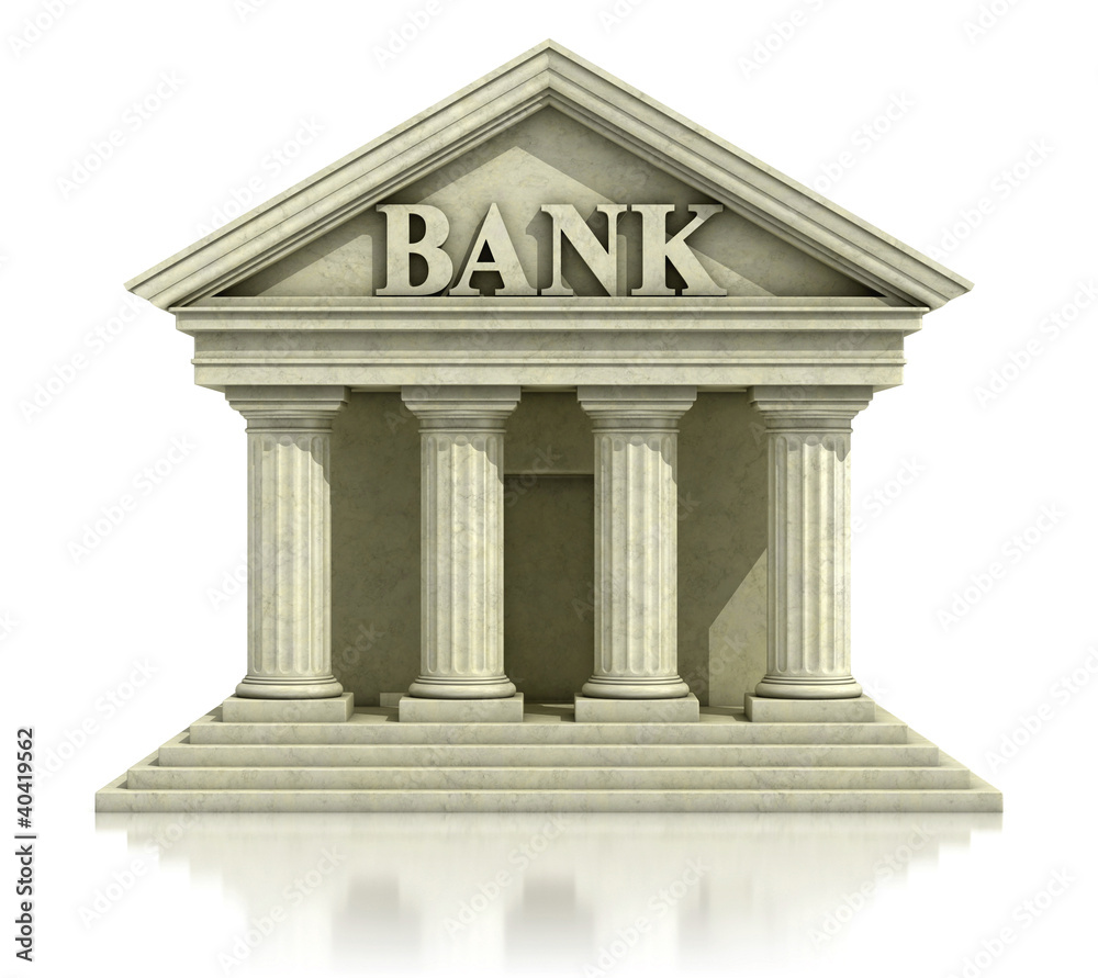 3d bank icon isolated on the white