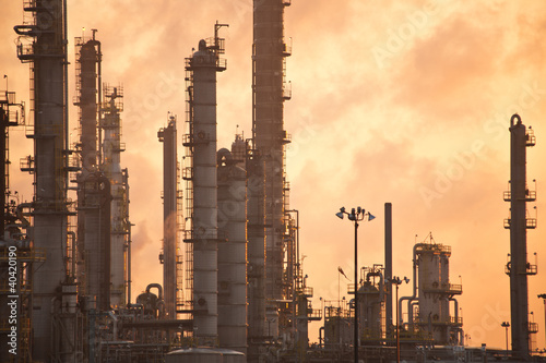 Oil Refinery at Sunrise photo