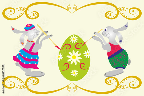 Rabbit and easter eggs photo