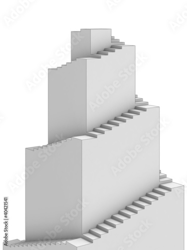 3d ziggurat structure with stairs and the podium on the top