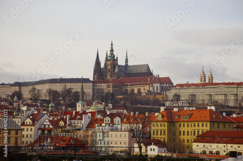 Prague Castle and colorful buildings