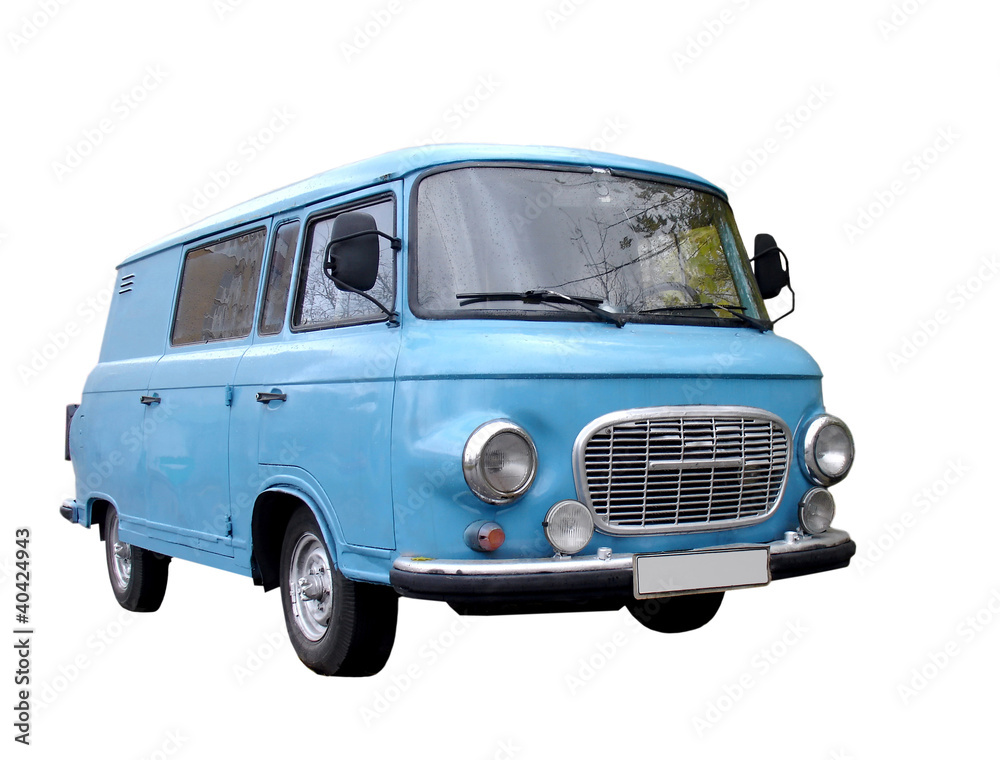 Isolated blue minivan