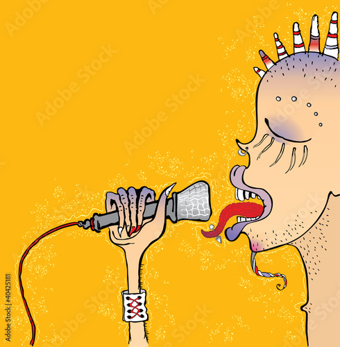 Portrait of a shocking punk rock singer.