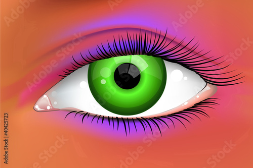 Abstract bright green female eye