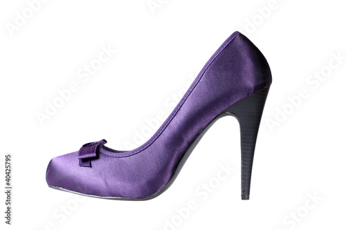 Violet women's heel shoes with clipping path.