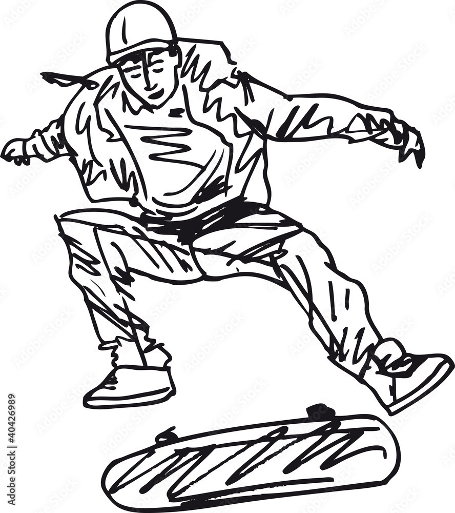 Sketch of Skateboard boy. Vector illustration