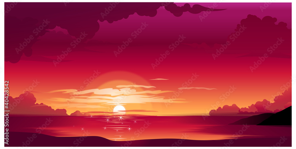 Obraz premium Piękny zachód słońca nad morzem