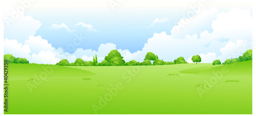 Green landscape with blue sky © zzve