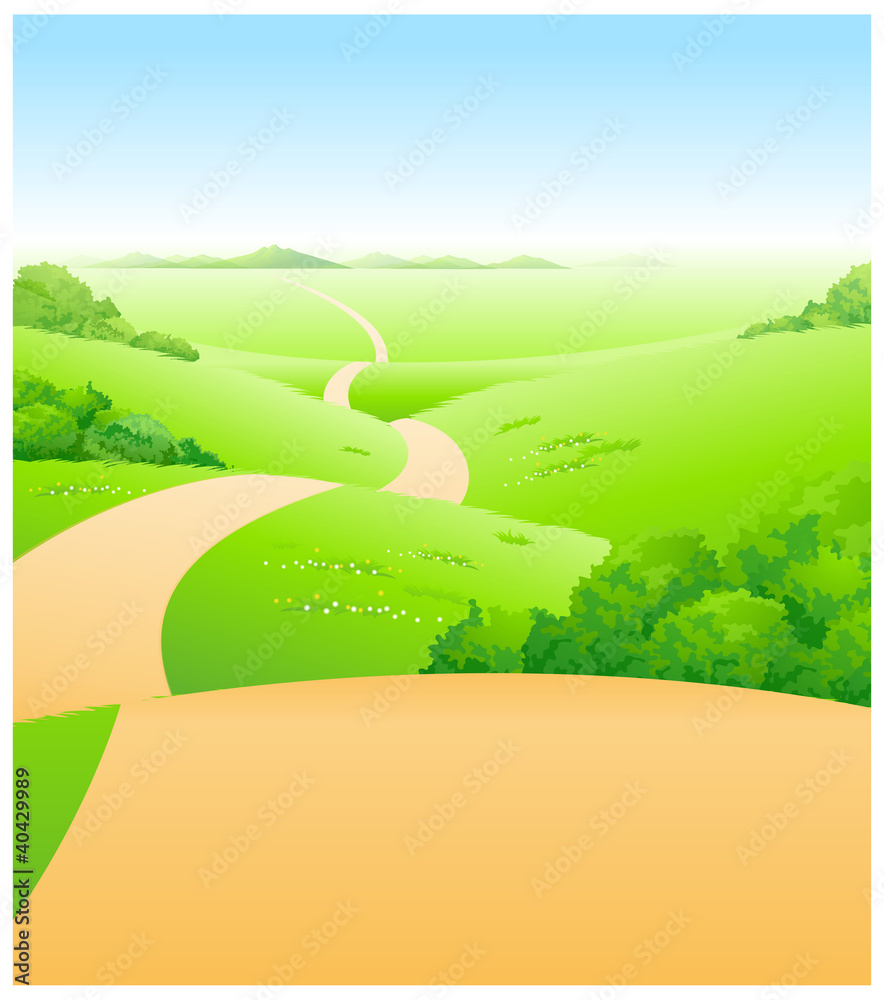 Obraz premium Path over green landscape