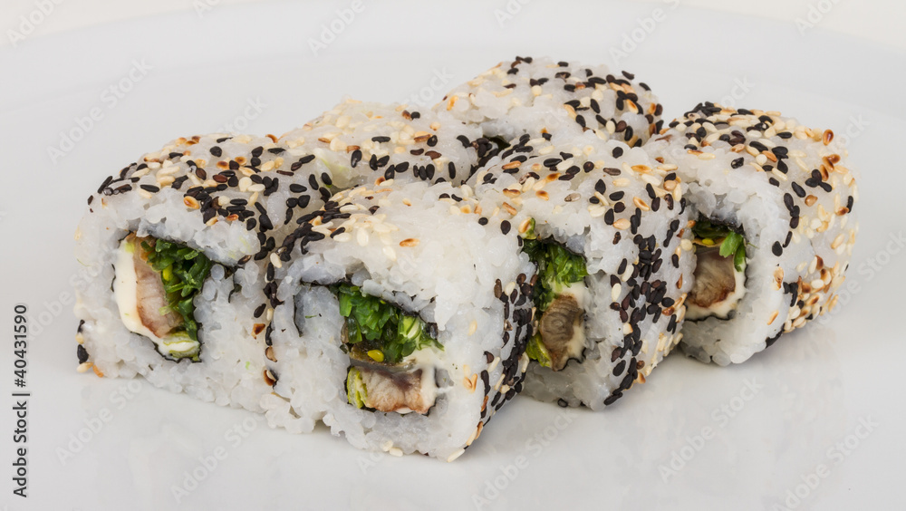 Japanese traditional Cuisine - Maki Roll with Nori , Cream Chees Japanese traditional Cuisine - Maki Roll with Nori , Cream Chees