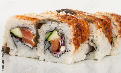 Japanese traditional Cuisine - Maki Roll with Cucumber , Cream C