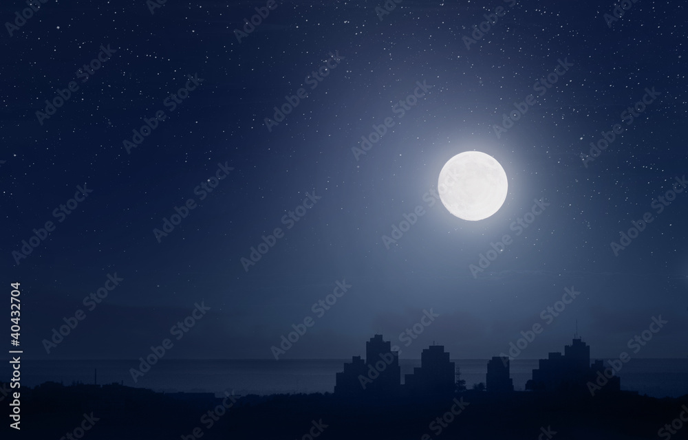 Full moon over the city Full moon over the city