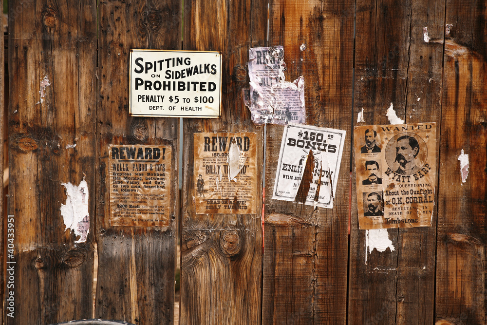 old wanted poster 18xx years, Arizona, USA - obrazy, fototapety, plakaty 