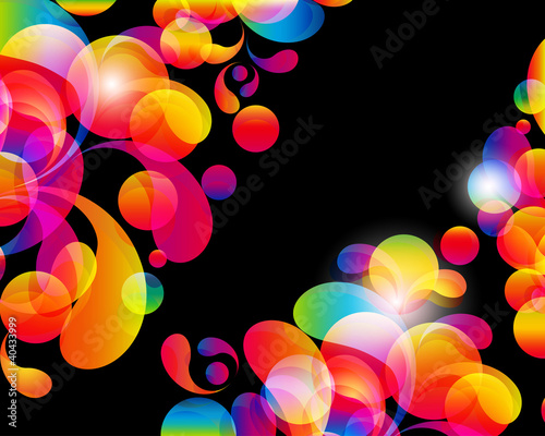 Card background. Abstract bright color drops and clean place.